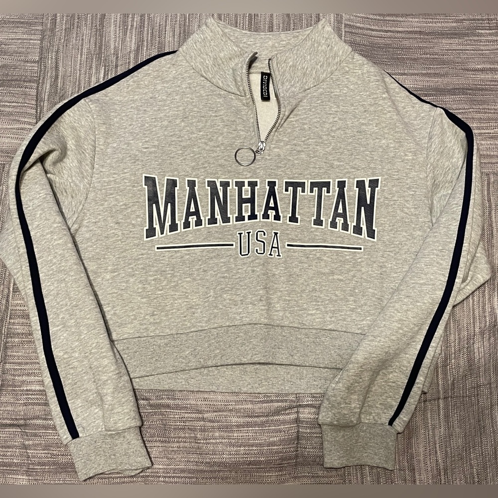 Gray H&M cropped sweatshirt, 25” across